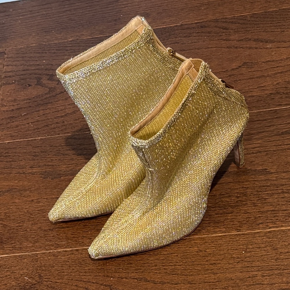 Raye Women’s Gold Heeled Ankle Boots Size 10
